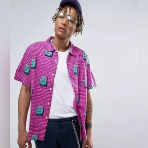 Men’s Obey Brand Shirt With Icon Brick Print in Regular Fit Size Small